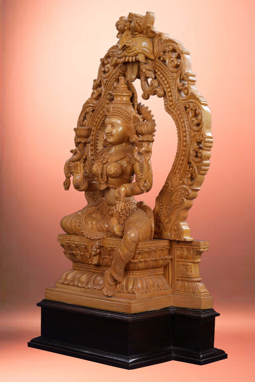 Image of Cedar Wood Goddess Lakshmi Sculpture